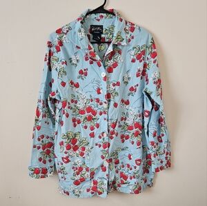 Nick & Nora Pajama Top Strawberry Hearts Kisses